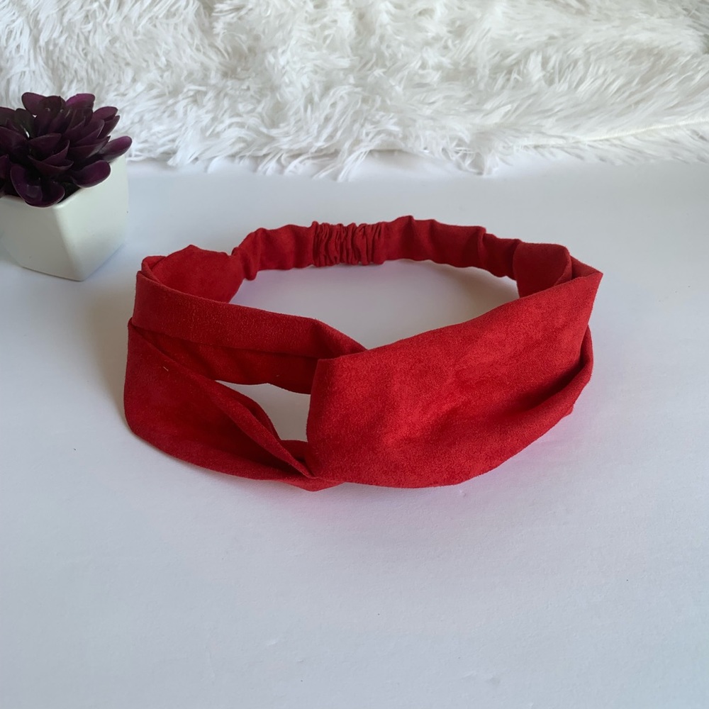 $5 FINAL SALE! Red Elastic Faux Suede Headband